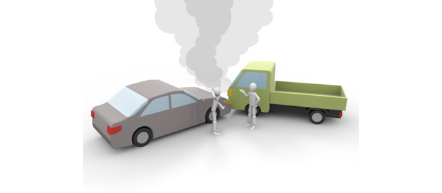 道路交通事故｜正面衝突 - 運転/あおり/ハンドル/ドライバー/危険/事故/イラスト/3Dレンダリング