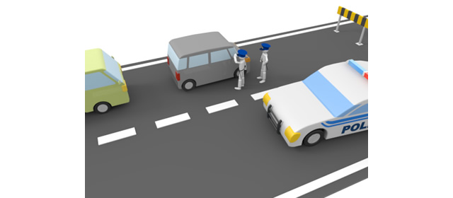 検問｜治安維持｜取り締まり - 運転/あおり/ハンドル/ドライバー/危険/事故/イラスト/3Dレンダリング