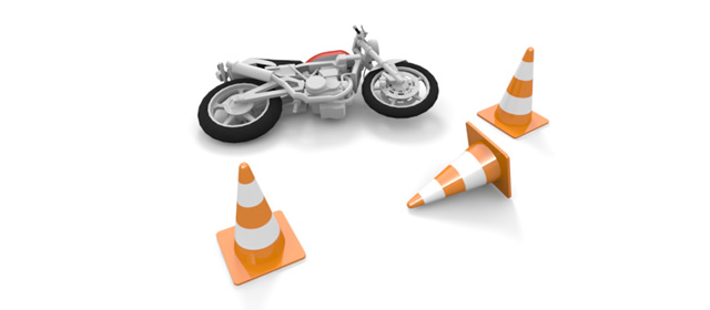 転倒｜バイク｜事故 - 運転/あおり/ハンドル/ドライバー/危険/事故/イラスト/3Dレンダリング