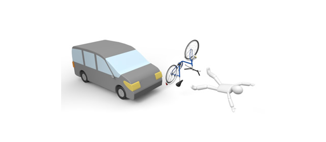 人身事故｜自転車 - 運転/あおり/ハンドル/ドライバー/危険/事故/イラスト/3Dレンダリング