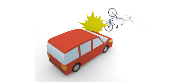 自転車｜車｜正面衝突 - 運転/あおり/ハンドル/ドライバー/危険/事故/イラスト/3Dレンダリング