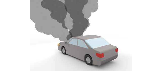 ボンネット｜煙 - 運転/あおり/ハンドル/ドライバー/危険/事故/イラスト/3Dレンダリング