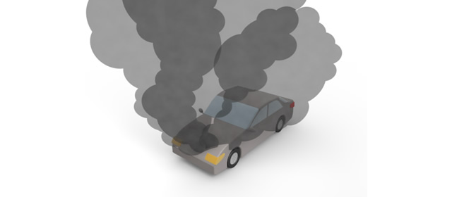 オーバーヒート｜煙 - 運転/あおり/ハンドル/ドライバー/危険/事故/イラスト/3Dレンダリング