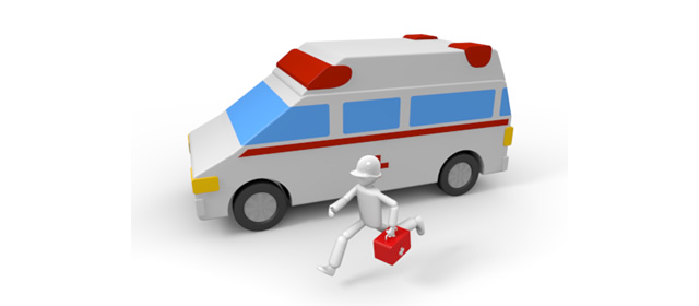 救急車｜救急隊員 - 運転/あおり/ハンドル/ドライバー/危険/事故/イラスト/3Dレンダリング