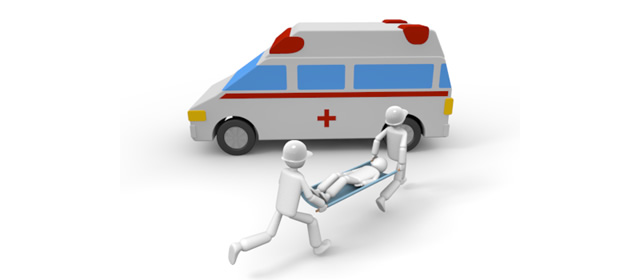 救急隊員｜担架｜けが人 - 運転/あおり/ハンドル/ドライバー/危険/事故/イラスト/3Dレンダリング