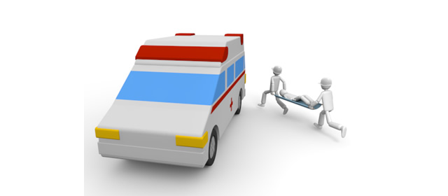 救急救命士｜救急車 - 運転/あおり/ハンドル/ドライバー/危険/事故/イラスト/3Dレンダリング