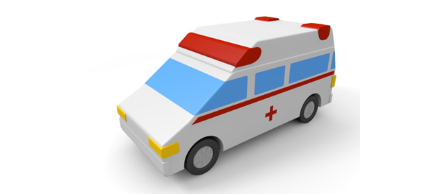 救急車 - 運転/あおり/ハンドル/ドライバー/危険/事故/イラスト/3Dレンダリング