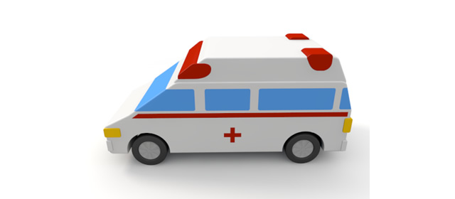 搬送｜救急車 - 運転/あおり/ハンドル/ドライバー/危険/事故/イラスト/3Dレンダリング