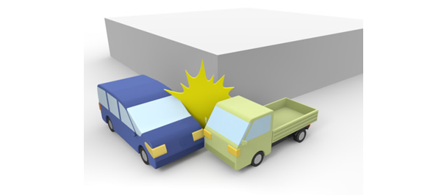 曲がり角｜出会い頭｜衝突事故 - 運転/あおり/ハンドル/ドライバー/危険/事故/イラスト/3Dレンダリング