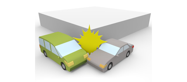 衝突事故｜曲がり角｜車両 - 運転/あおり/ハンドル/ドライバー/危険/事故/イラスト/3Dレンダリング