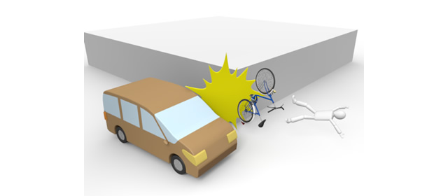 自転車｜出会い頭｜衝突｜不注意 - 運転/あおり/ハンドル/ドライバー/危険/事故/イラスト/3Dレンダリング