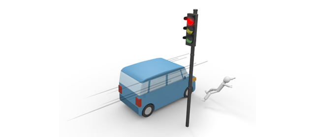 信号無視｜スピード違反 - 運転/あおり/ハンドル/ドライバー/危険/事故/イラスト/3Dレンダリング