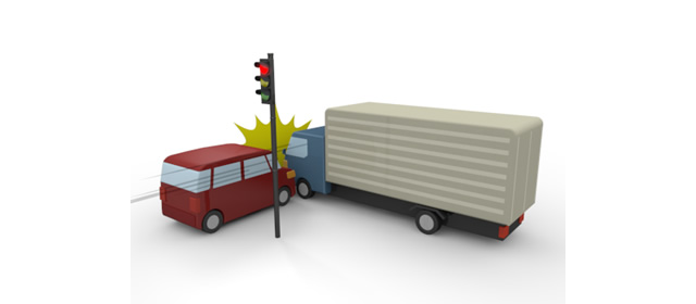 信号無視｜衝突事故｜違反 - 運転/あおり/ハンドル/ドライバー/危険/事故/イラスト/3Dレンダリング