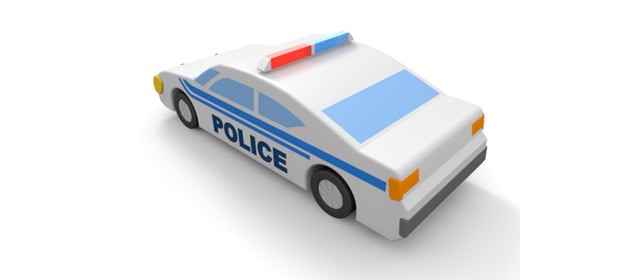 警察｜緊急自動車 - 運転/あおり/ハンドル/ドライバー/危険/事故/イラスト/3Dレンダリング