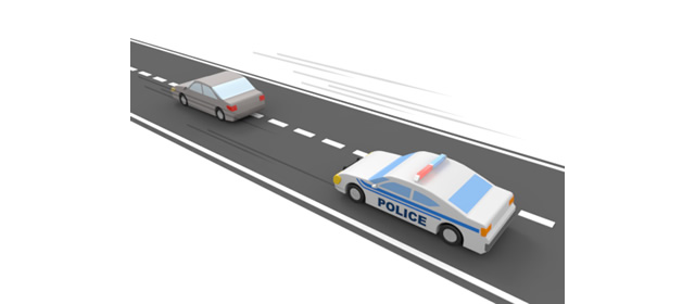 盗難車｜カーチェイス - 運転/あおり/ハンドル/ドライバー/危険/事故/イラスト/3Dレンダリング