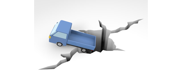 車｜地震｜非難 - 運転/あおり/ハンドル/ドライバー/危険/事故/イラスト/3Dレンダリング