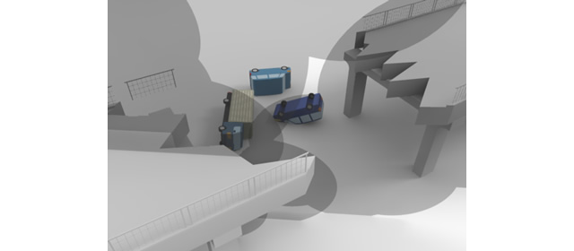 車転落｜崩壊｜高速道路 - 運転/あおり/ハンドル/ドライバー/危険/事故/イラスト/3Dレンダリング