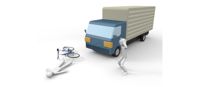 人身事故｜トラック - 運転/あおり/ハンドル/ドライバー/危険/事故/イラスト/3Dレンダリング