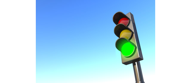 信号｜進む｜青 - 運転/あおり/ハンドル/ドライバー/危険/事故/イラスト/3Dレンダリング