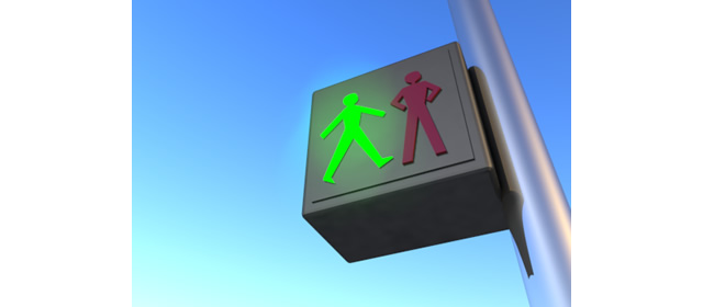 歩行者信号｜横断 - 運転/あおり/ハンドル/ドライバー/危険/事故/イラスト/3Dレンダリング