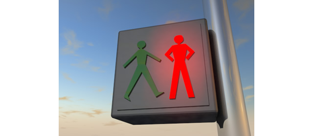 赤｜歩行者信号 - 運転/あおり/ハンドル/ドライバー/危険/事故/イラスト/3Dレンダリング