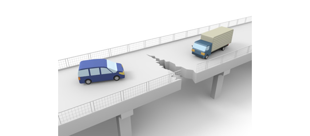 高速道路｜路面｜ひび割れ - 運転/あおり/ハンドル/ドライバー/危険/事故/イラスト/3Dレンダリング