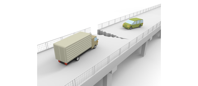 路面｜ひび｜通行困難 - 運転/あおり/ハンドル/ドライバー/危険/事故/イラスト/3Dレンダリング