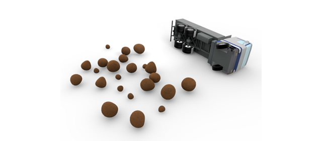 交通事故｜落石 - 運転/あおり/ハンドル/ドライバー/危険/事故/イラスト/3Dレンダリング