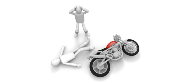 自動二輪｜交通事故｜加害者 - 運転/あおり/ハンドル/ドライバー/危険/事故/イラスト/3Dレンダリング