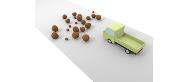 落岩｜危険｜車 - 運転/あおり/ハンドル/ドライバー/危険/事故/イラスト/3Dレンダリング