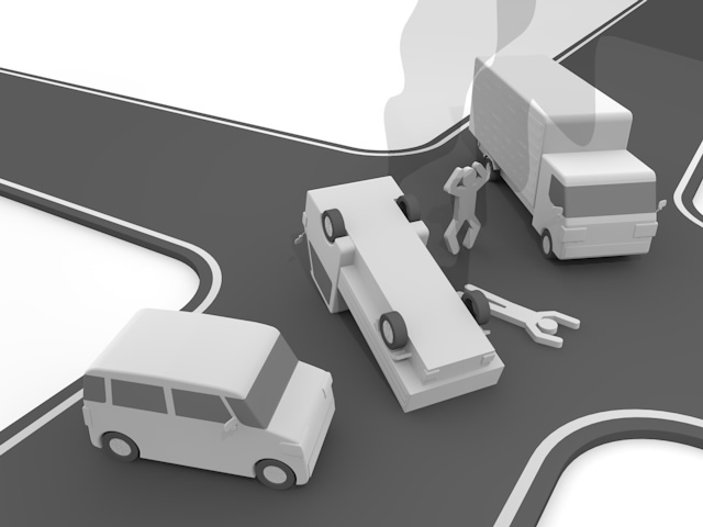 衝突｜自動車｜交通 - 運転/あおり/ハンドル/ドライバー/危険/事故/イラスト/3Dレンダリング