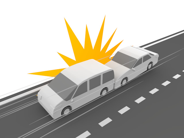 追突｜事故｜自家用車 - 運転/あおり/ハンドル/ドライバー/危険/事故/イラスト/3Dレンダリング