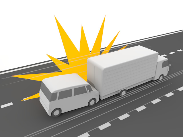 トラック｜車｜交通事故 - 運転/あおり/ハンドル/ドライバー/危険/事故/イラスト/3Dレンダリング