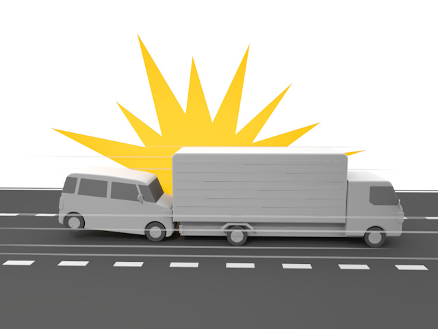 ぶつかる｜トラック｜事故 - 運転/あおり/ハンドル/ドライバー/危険/事故/イラスト/3Dレンダリング