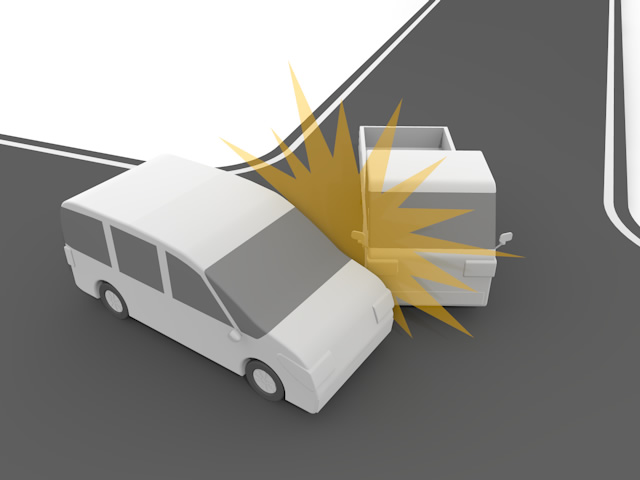 接触事故｜交通｜怪我 - 運転/あおり/ハンドル/ドライバー/危険/事故/イラスト/3Dレンダリング