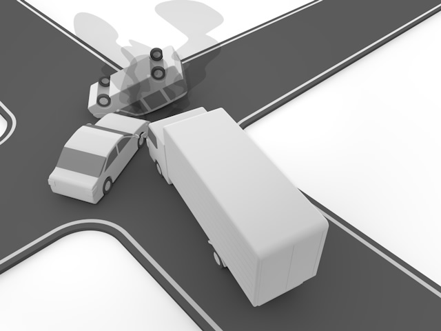 トラック｜横転｜事故 - 運転/あおり/ハンドル/ドライバー/危険/事故/イラスト/3Dレンダリング