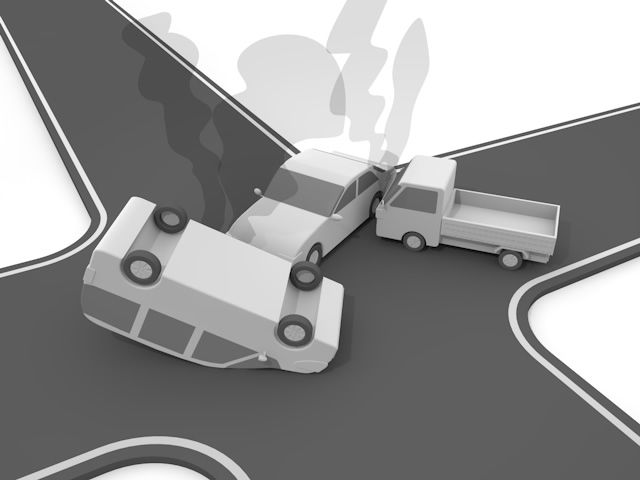 被害｜交通違反｜ケガ - 運転/あおり/ハンドル/ドライバー/危険/事故/イラスト/3Dレンダリング