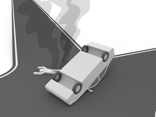 車｜横転｜人命 - 運転/あおり/ハンドル/ドライバー/危険/事故/イラスト/3Dレンダリング