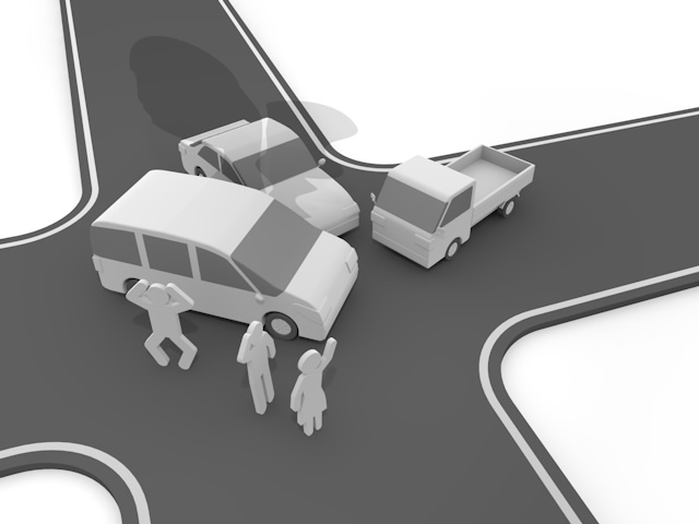 パニック｜交通事故｜接触 - 運転/あおり/ハンドル/ドライバー/危険/事故/イラスト/3Dレンダリング
