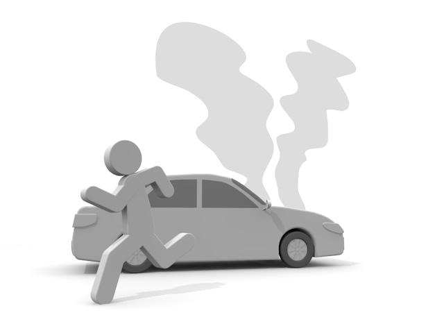 煙｜交通事故｜避難｜爆発 - 運転/あおり/ハンドル/ドライバー/危険/事故/イラスト/3Dレンダリング