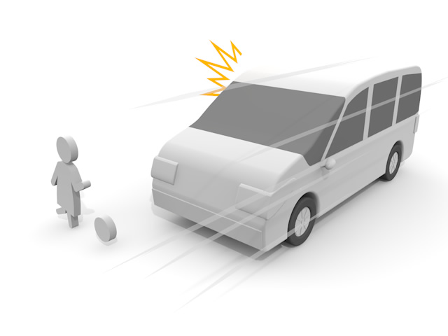 危険｜飛び出し｜子供｜事故 - 運転/あおり/ハンドル/ドライバー/危険/事故/イラスト/3Dレンダリング