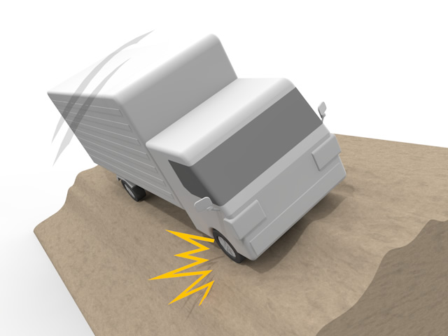 横転｜トラック｜交通事故 - 運転/あおり/ハンドル/ドライバー/危険/事故/イラスト/3Dレンダリング