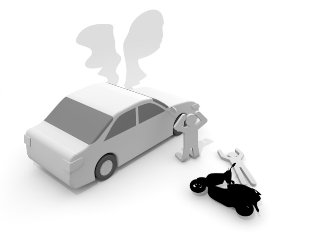 バイク事故｜人命｜自動車 - 運転/あおり/ハンドル/ドライバー/危険/事故/イラスト/3Dレンダリング