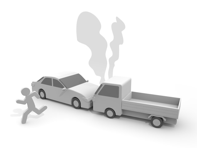 衝突｜逃げる｜事故 - 運転/あおり/ハンドル/ドライバー/危険/事故/イラスト/3Dレンダリング