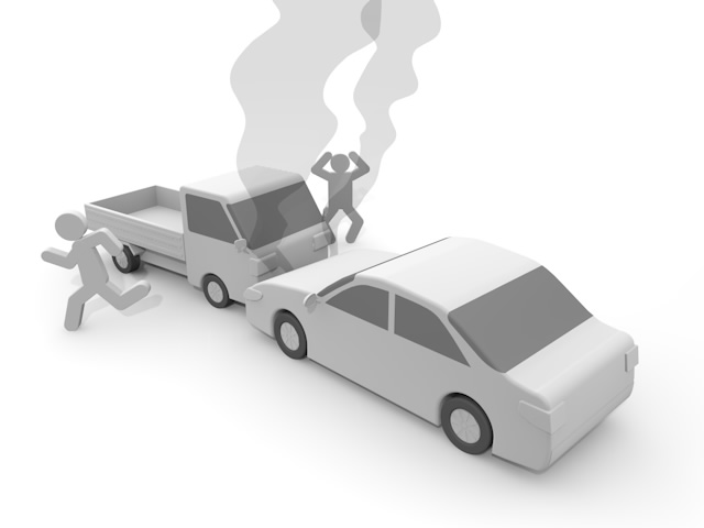 事件｜逃走｜交通事故 - 運転/あおり/ハンドル/ドライバー/危険/事故/イラスト/3Dレンダリング