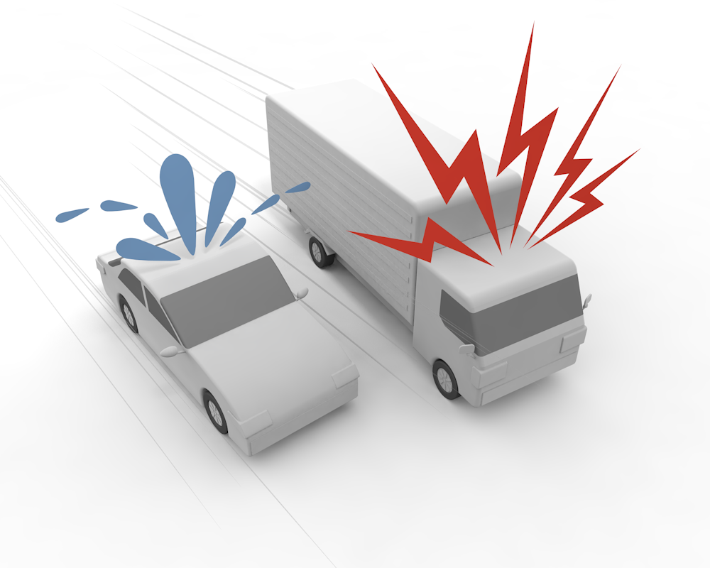 危険を感じさせる危険運転/背景白で使いやすい - 運転/あおり/ハンドル/ドライバー/危険/事故/イラスト/3Dレンダリング