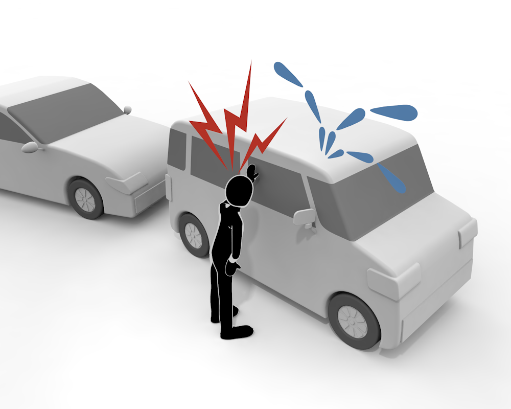 「あおり運転」動画/Youtube動画にも使用OKなイメージ - 運転/あおり/ハンドル/ドライバー/危険/事故/イラスト/3Dレンダリング