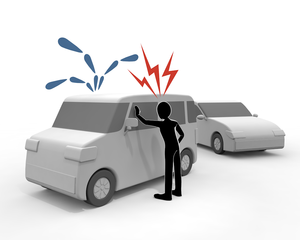 急ブレーキ禁止違反/道路交通法違反/危険運転動画 - 運転/あおり/ハンドル/ドライバー/危険/事故/イラスト/3Dレンダリング