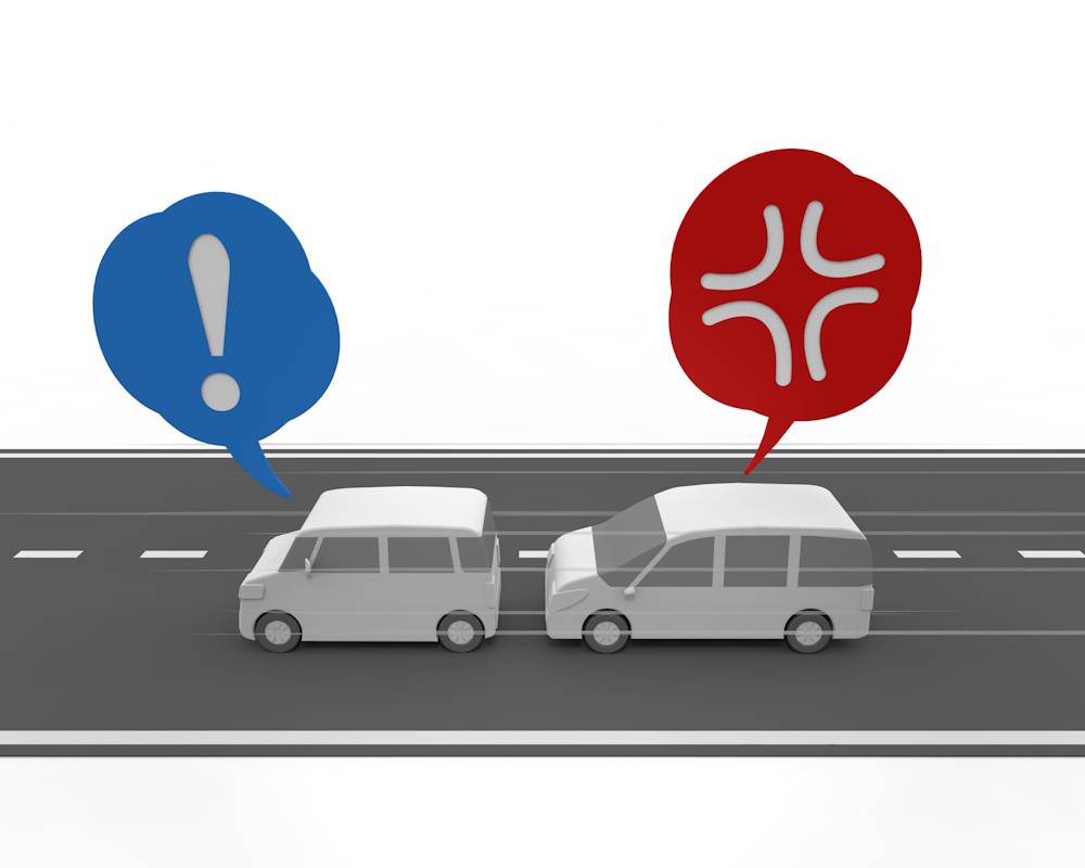 ドライブレコーダー（ドラレコ）の映像/増える「あおり運転」危険行為 - 運転/あおり/ハンドル/ドライバー/危険/事故/イラスト/3Dレンダリング