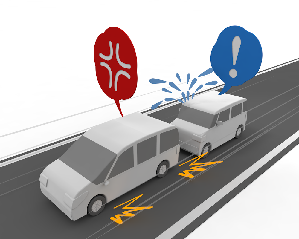 大事故リスクを回避/Youtube動画にも使用OKなイメージ/煽り運転イラストを探しています - 運転/あおり/ハンドル/ドライバー/危険/事故/イラスト/3Dレンダリング